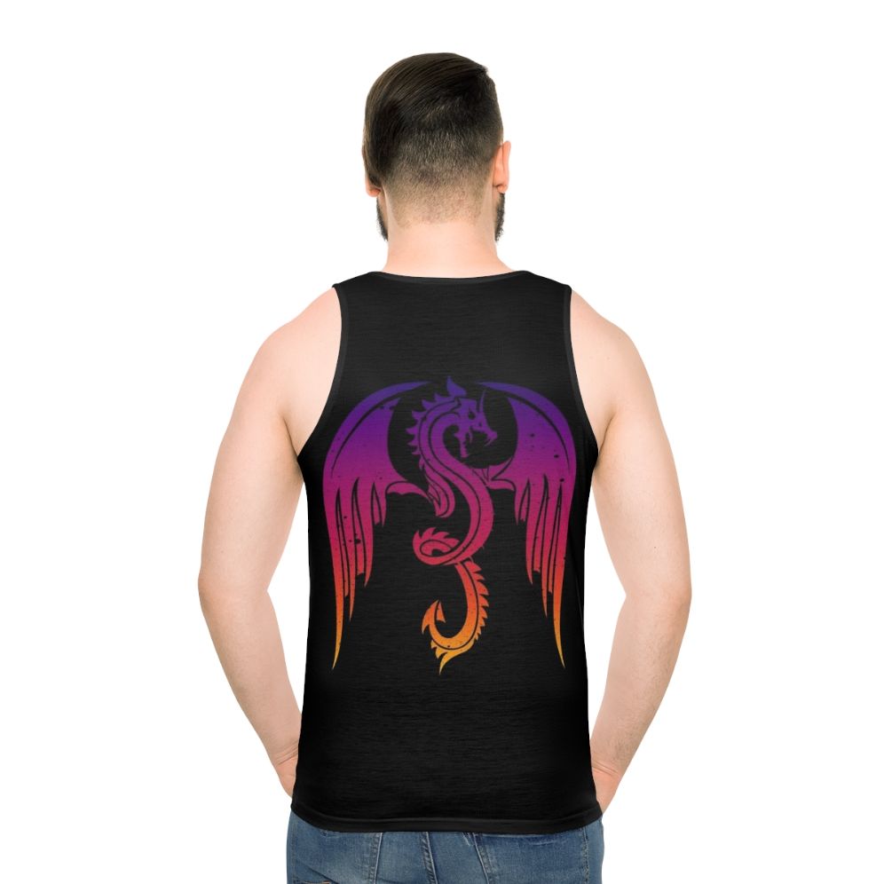 Mythical dragon silhouette on unisex tank top