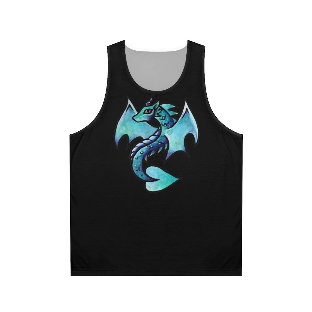 Mythical dragon watercolor design on unisex tank top