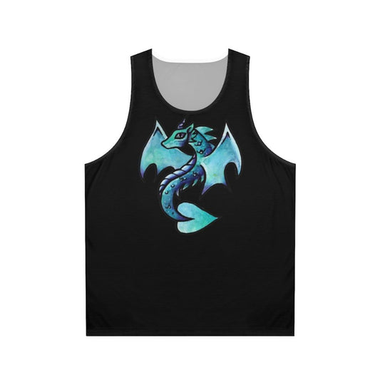 Mythical dragon watercolor design on unisex tank top