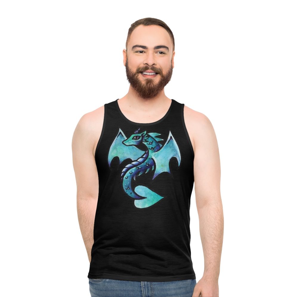 Mythical dragon watercolor design on unisex tank top