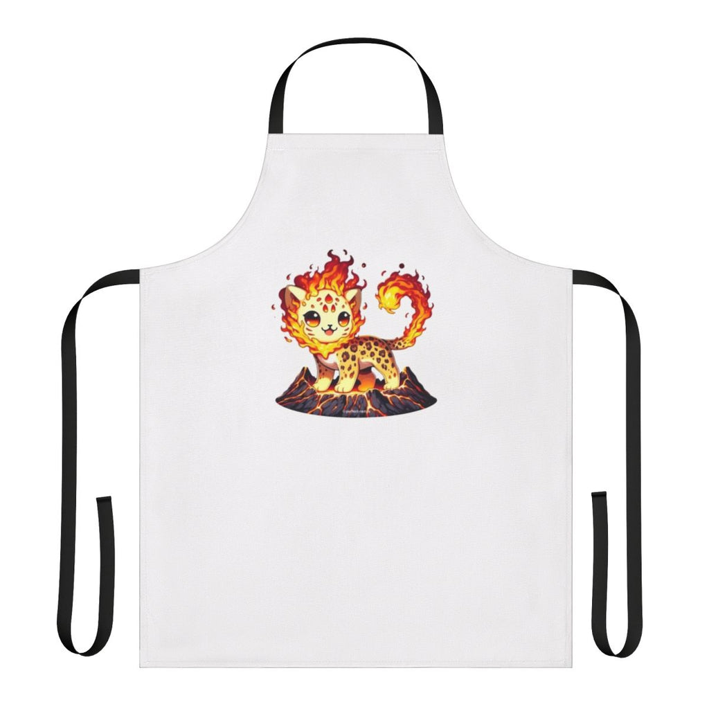 Illustration of a lava leopard, a legendary fantasy animal, printed on a durable apron
