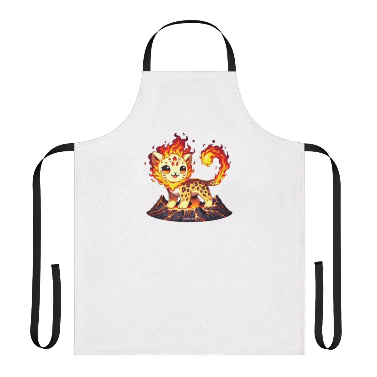 Illustration of a lava leopard, a legendary fantasy animal, printed on a durable apron