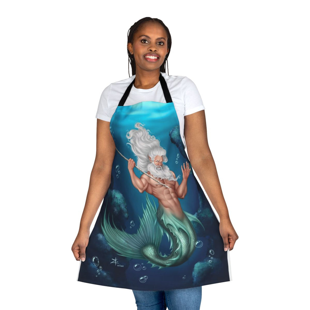 Enchanting apron featuring a merman design, perfect for bringing a touch of mythical charm to your kitchen.