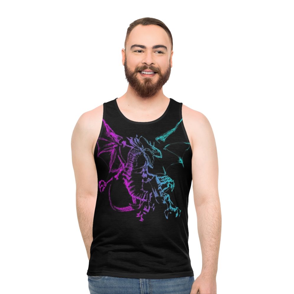 Mythical neon legendary animal design on unisex tank top