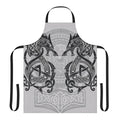 Stylish black apron featuring a wolf design inspired by the Norse mythology creature Fenrir.