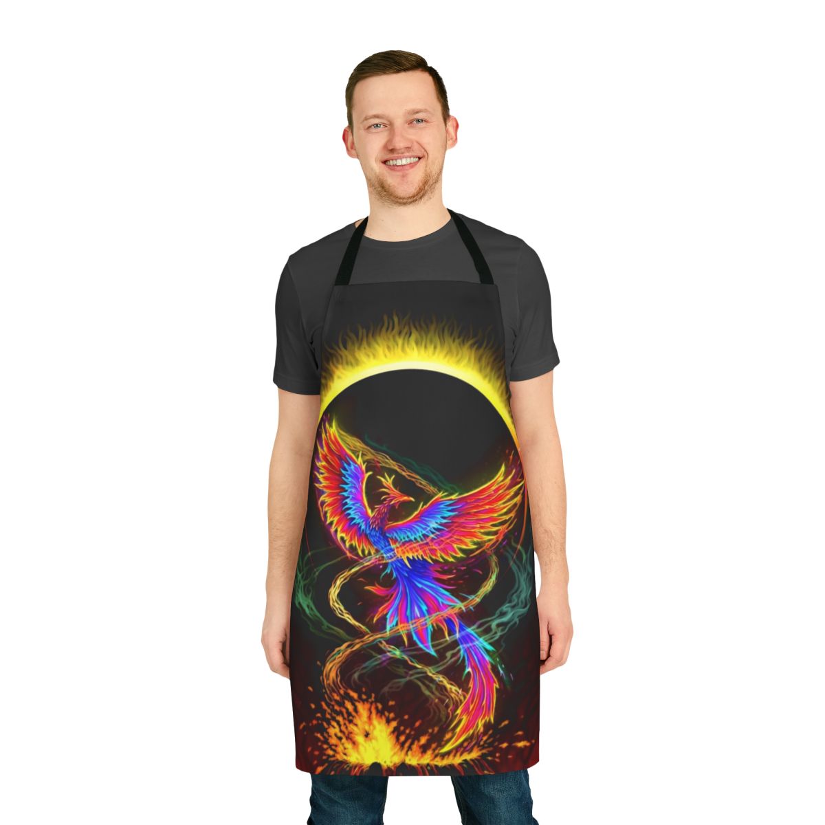 Apron featuring a phoenix rising from the flames, symbolizing resilience and overcoming challenges.