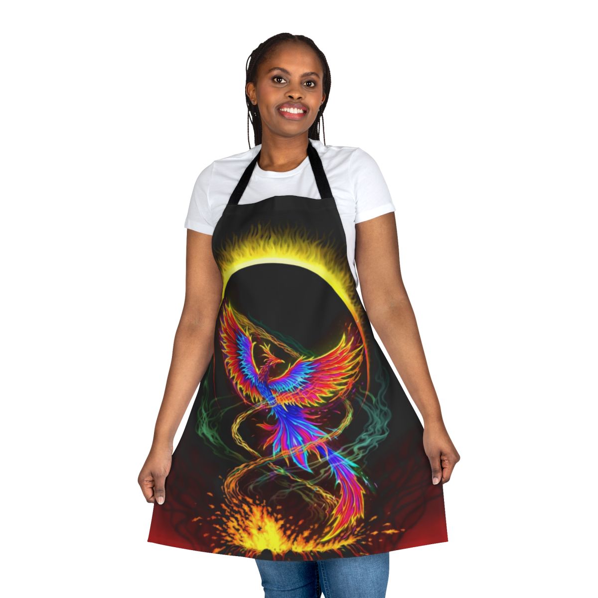 Apron featuring a phoenix rising from the flames, symbolizing resilience and overcoming challenges.