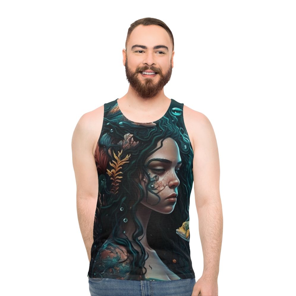 Unisex tank top featuring mythical sea creatures