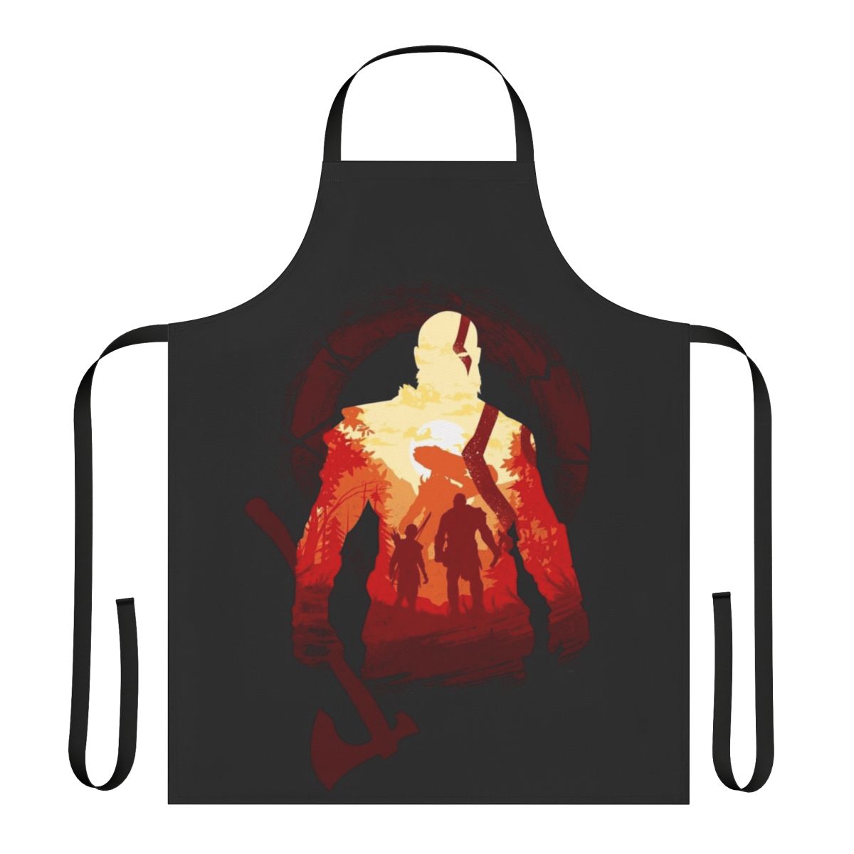 Apron featuring the iconic characters and imagery from the God of War video game series