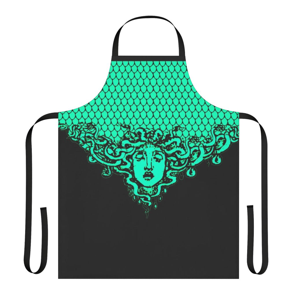 Black apron featuring the aegis armor design from Greek mythology
