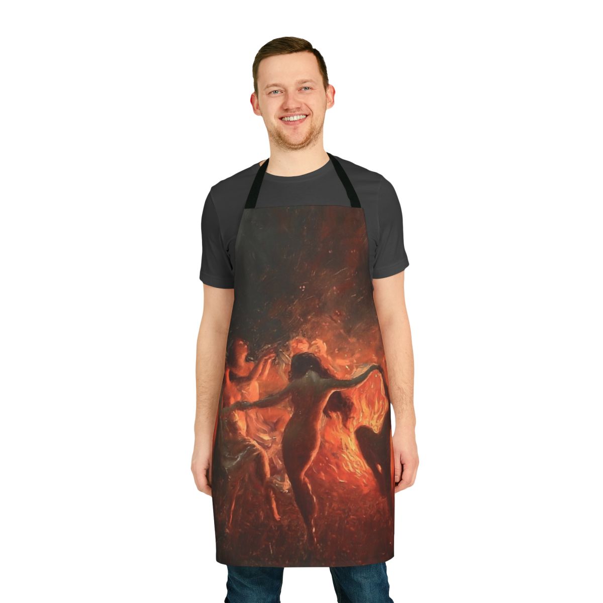 Mythological fire dance apron with fantasy and occult-inspired design