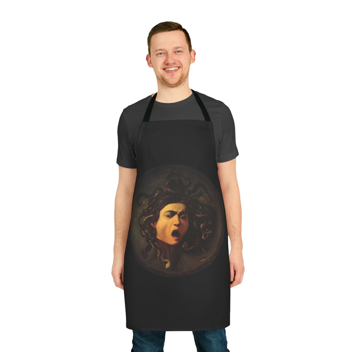Medusa Apron featuring the iconic depiction of the Gorgon's head from Caravaggio's painting