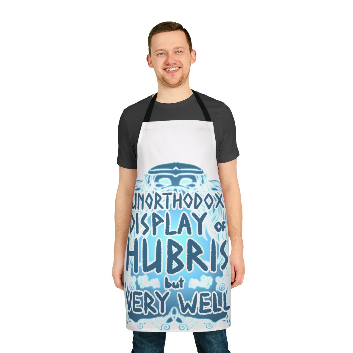 Mythological Norse-inspired apron with imagery evoking Norse mythology and fantasy