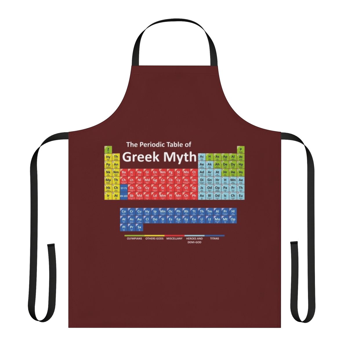 Periodic Table of Greek Mythology Apron - Featuring Iconic Figures and Creatures