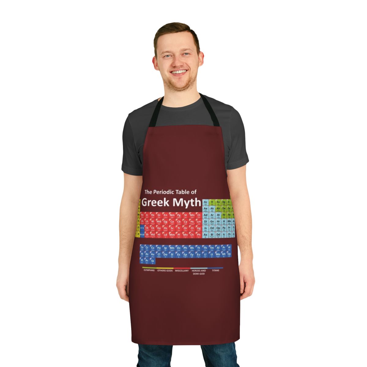 Periodic Table of Greek Mythology Apron - Featuring Iconic Figures and Creatures