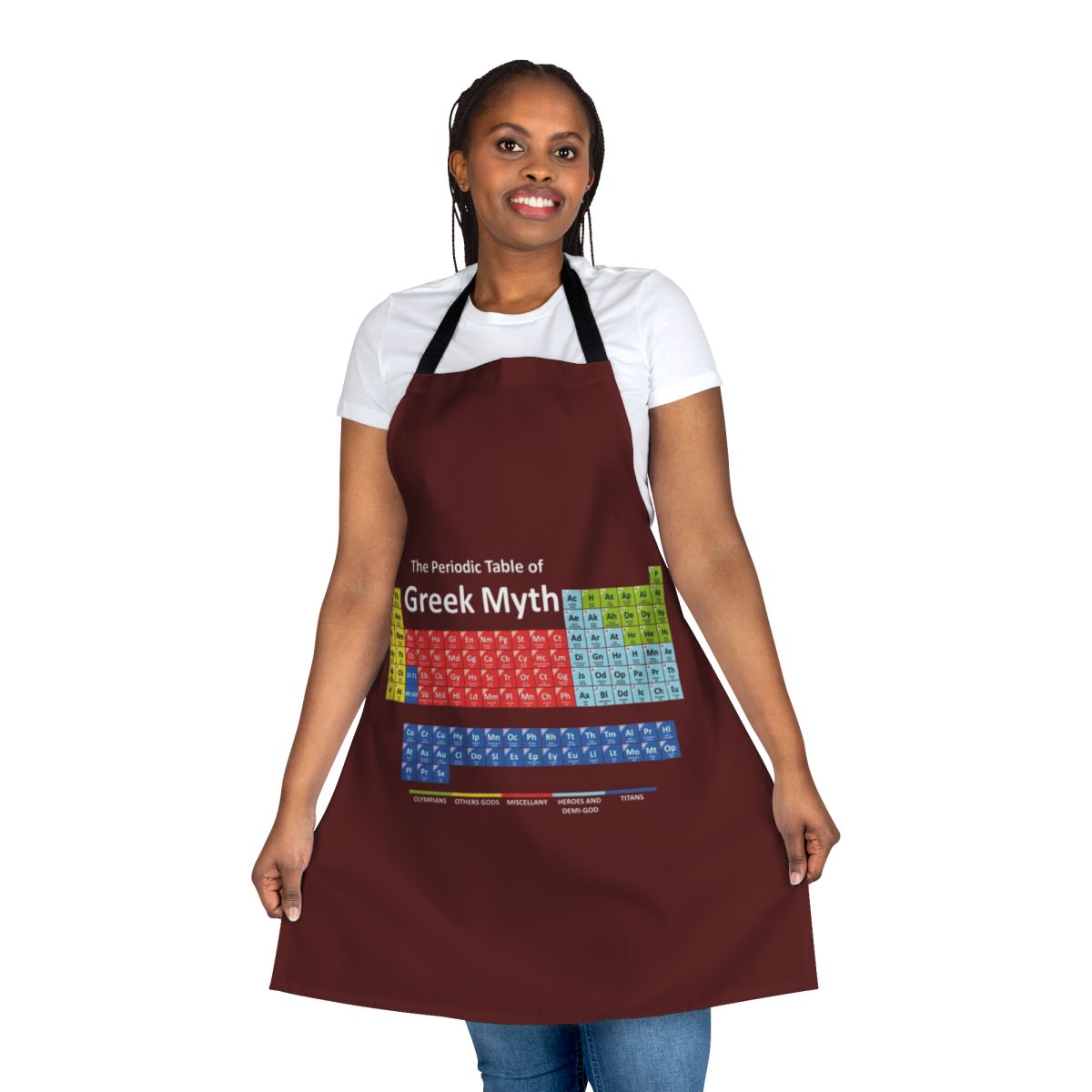 Periodic Table of Greek Mythology Apron - Featuring Iconic Figures and Creatures
