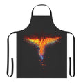 A vibrant illustration of the legendary phoenix bird, with fiery flames and feathers, featured on a high-quality apron.