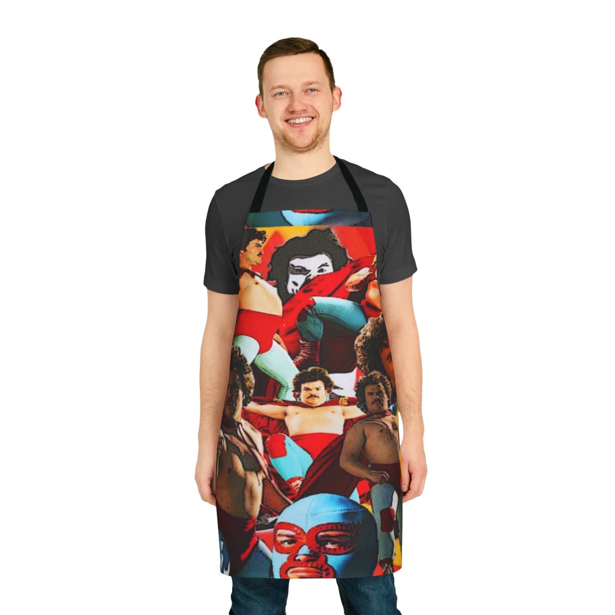 Nacho-inspired luchador wrestling apron with vibrant colors