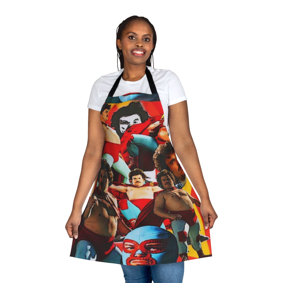 Nacho-inspired luchador wrestling apron with vibrant colors