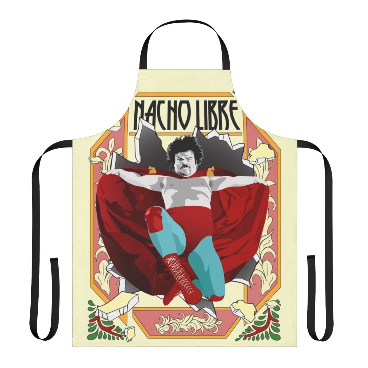 Nacho Libre-themed apron with a playful design for cooking and baking