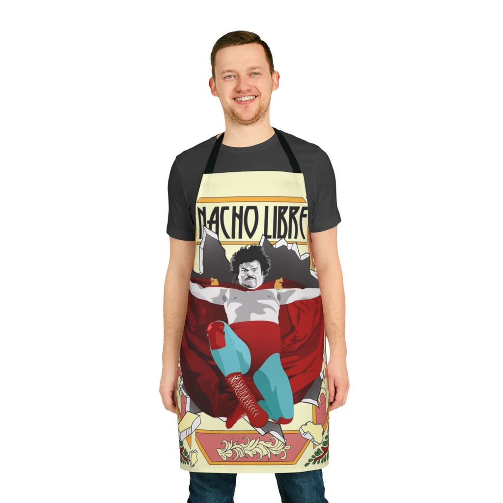 Nacho Libre-themed apron with a playful design for cooking and baking