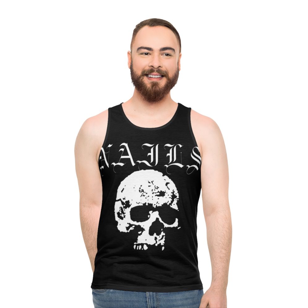 Nails hardcore punk band white unisex tank top