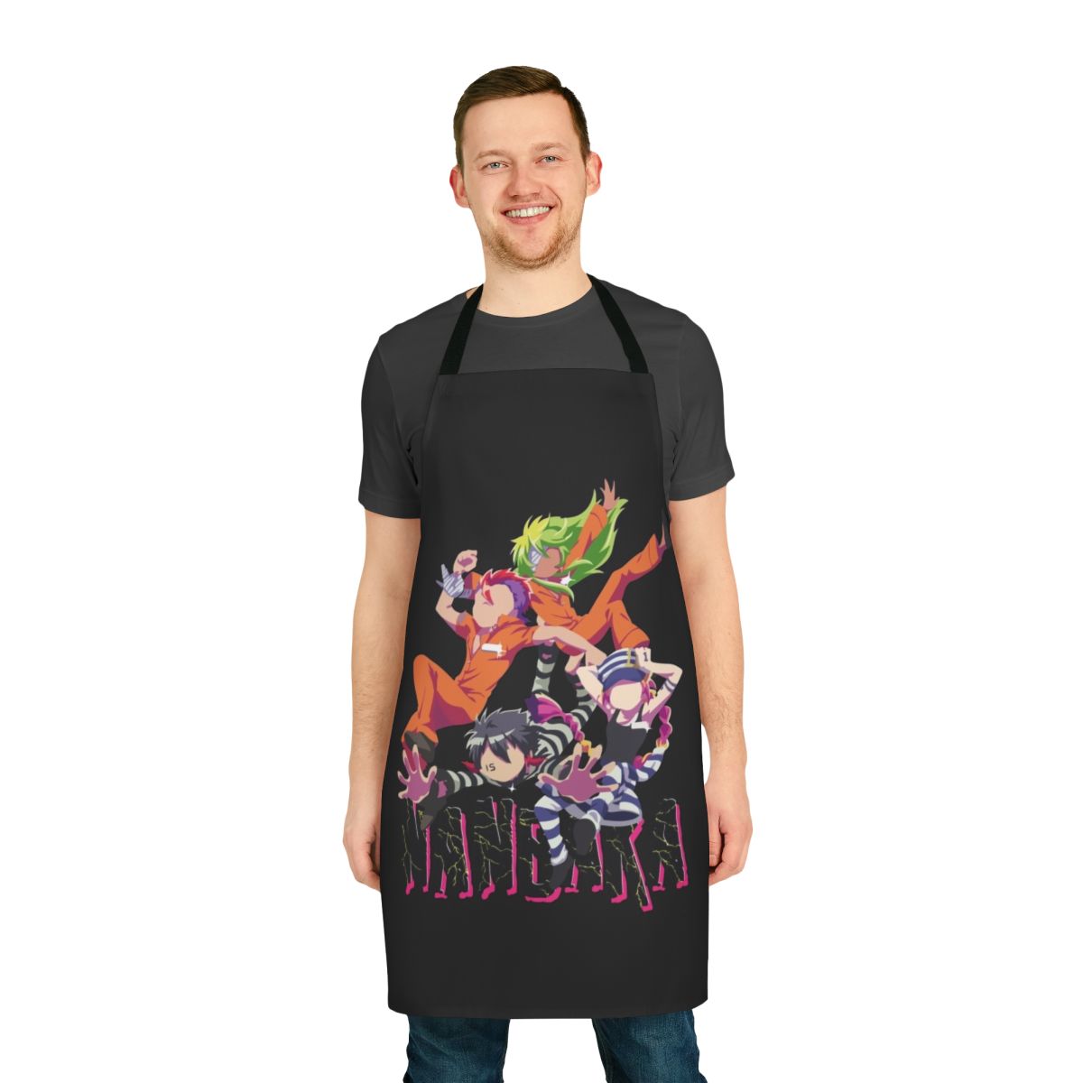 Nanbaka-inspired anime apron with Zero's distinctive numbers design