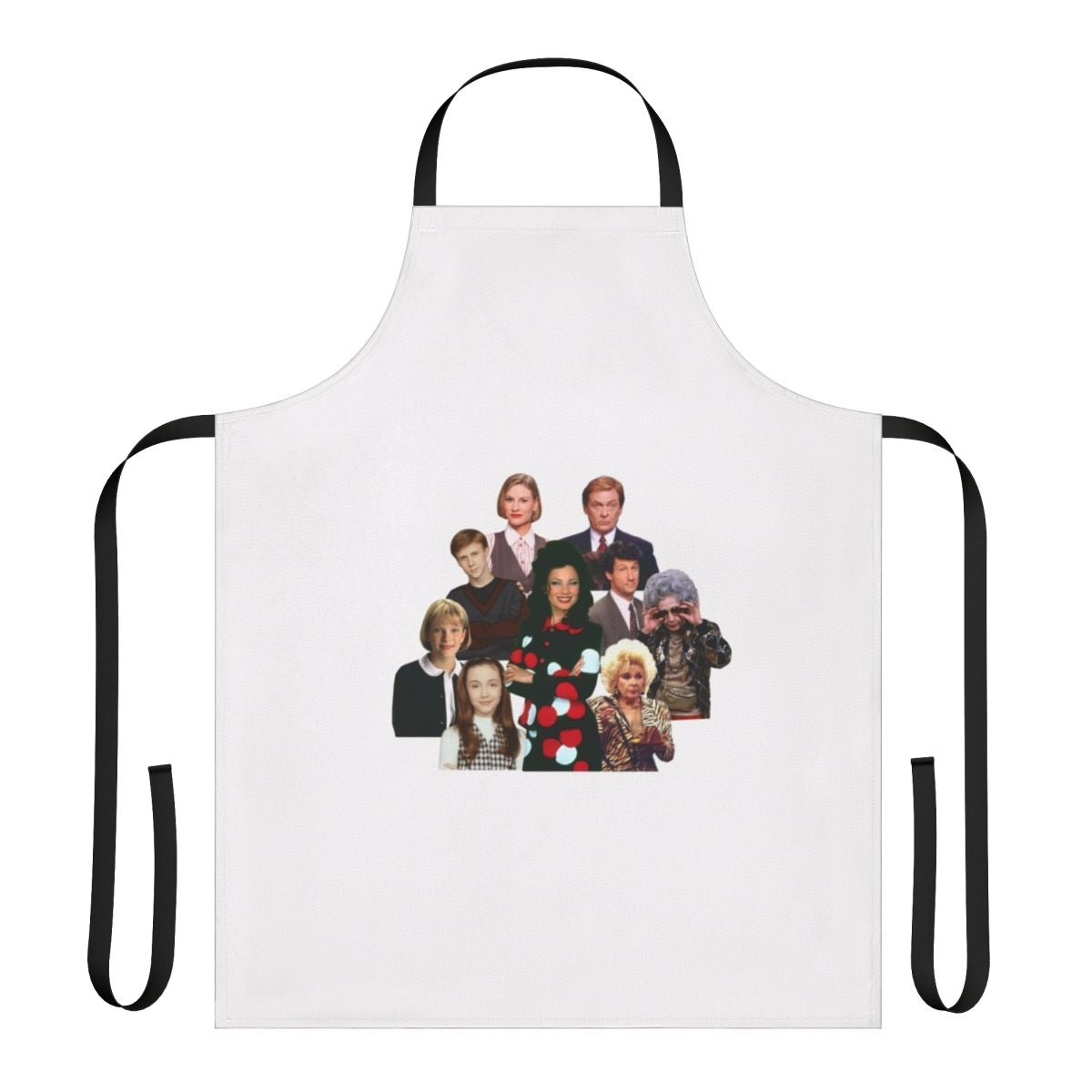 A stylish apron featuring designs inspired by the classic TV show "The Nanny"