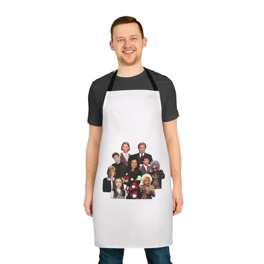 A stylish apron featuring designs inspired by the classic TV show "The Nanny"