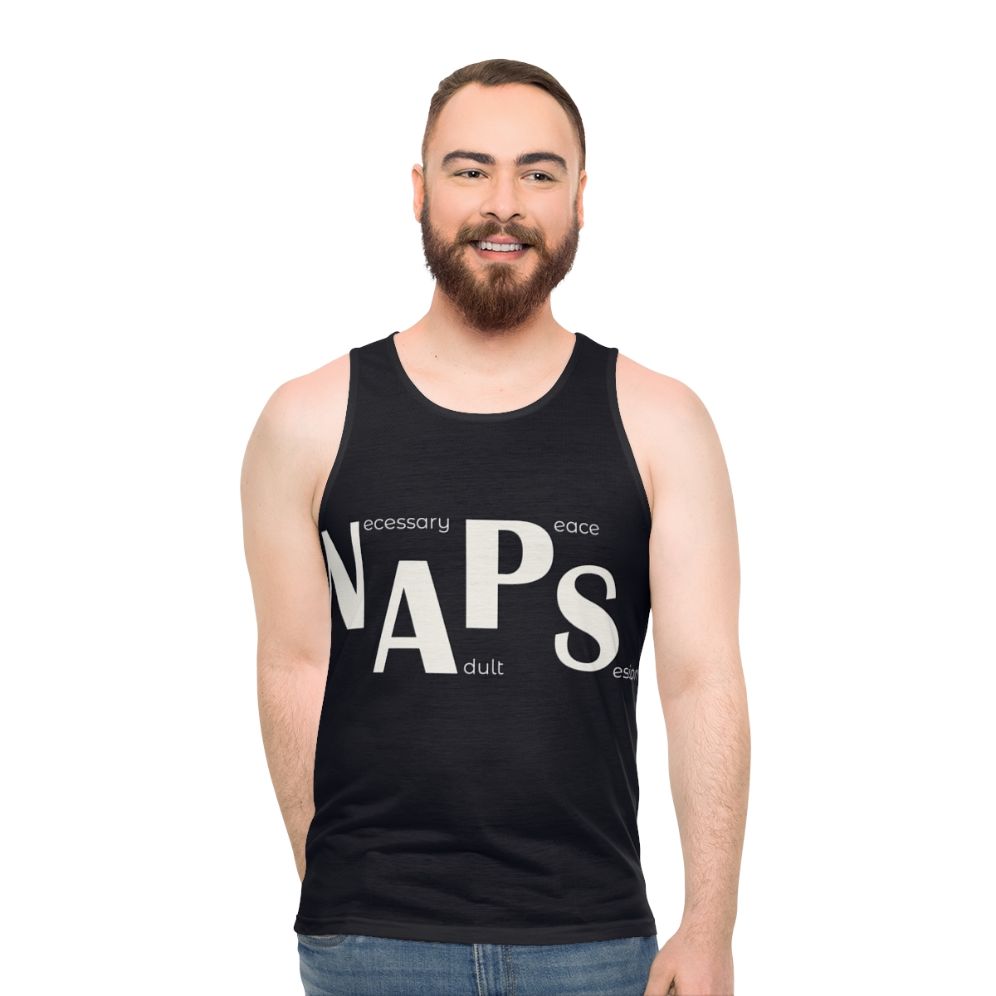 Napping king unisex tank top