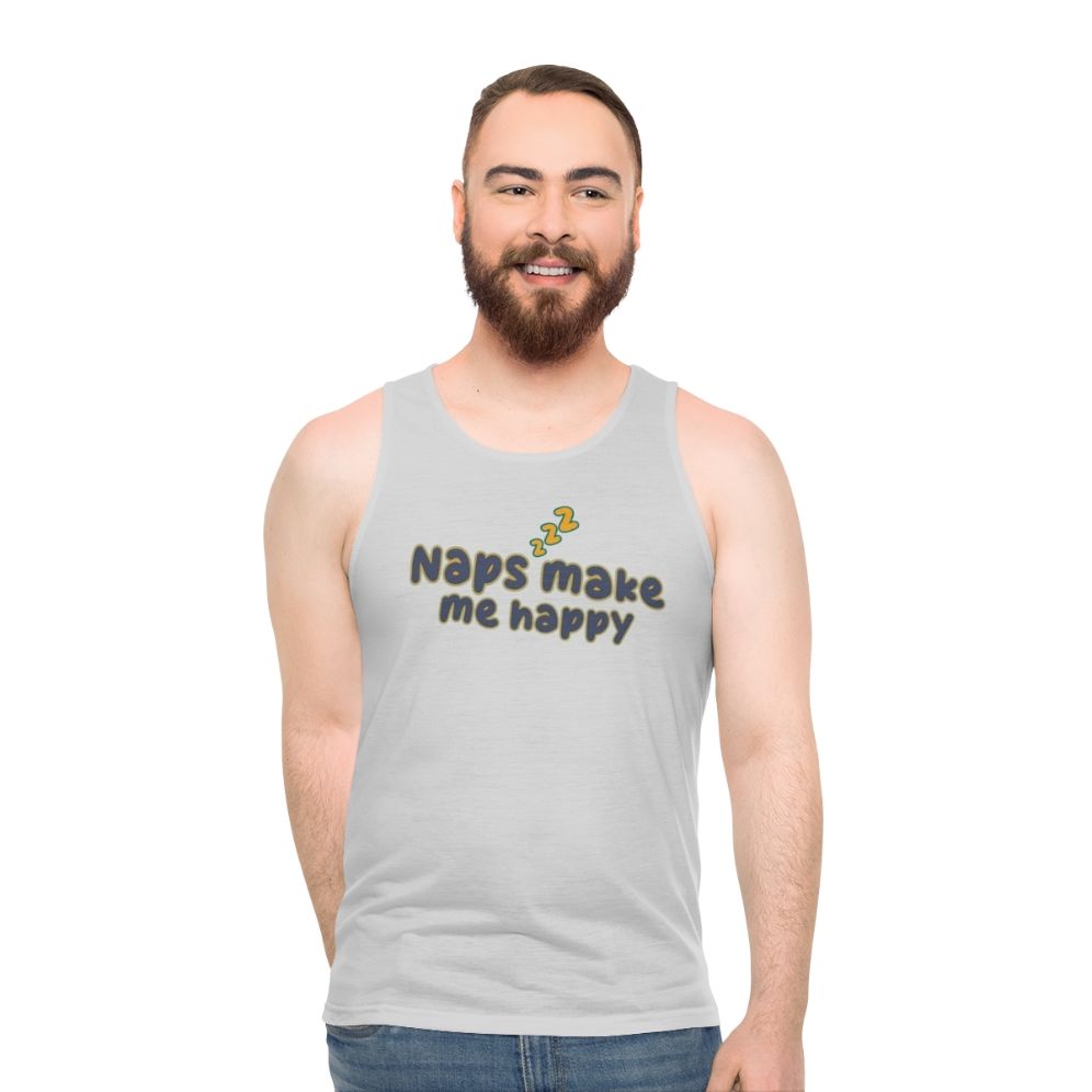 Unisex tank top with "Naps Fix Everything" design