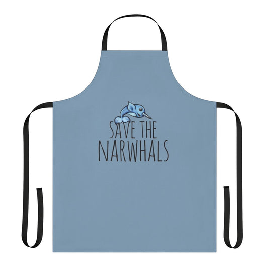 Apron with a colorful narwhal design to raise awareness for saving these unique marine creatures.