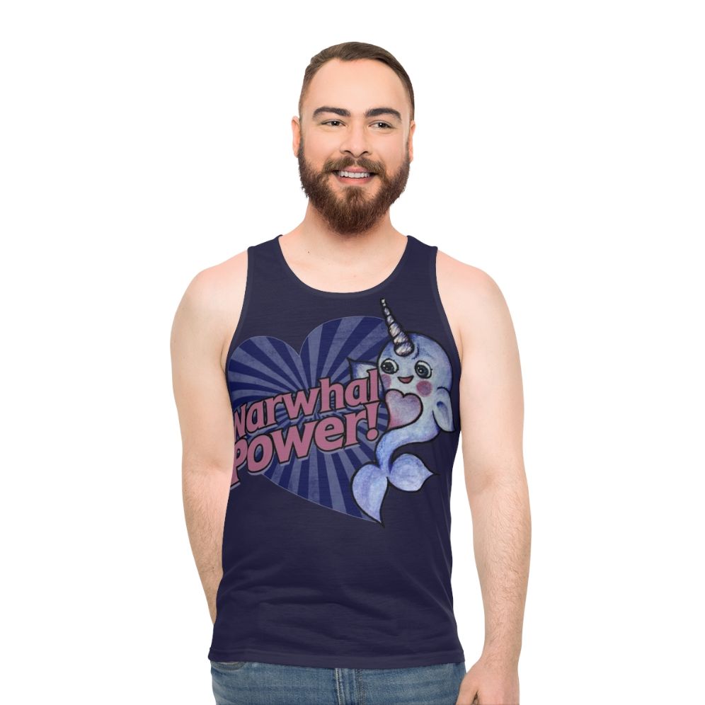 Narwhal power unisex tank top