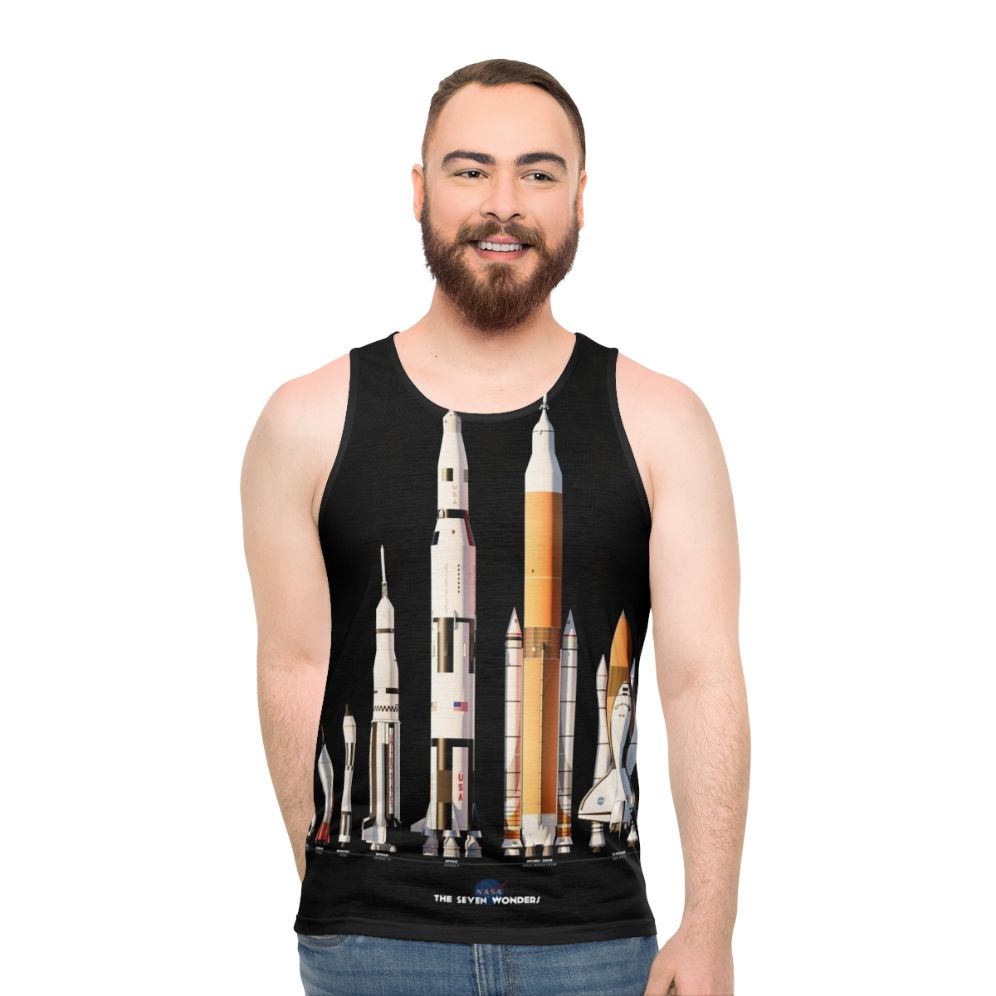 Nasa Rockets Black Background Unisex Tank Top