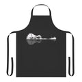 Minimalist apron featuring a black tree silhouette design on a white background
