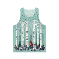 Unisex tank top with watercolor forest design