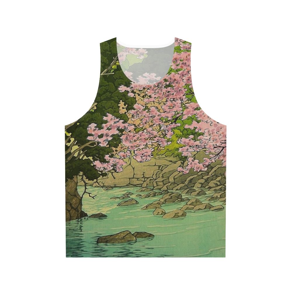 Nature landscape unisex tank top with oriental asian vintage design