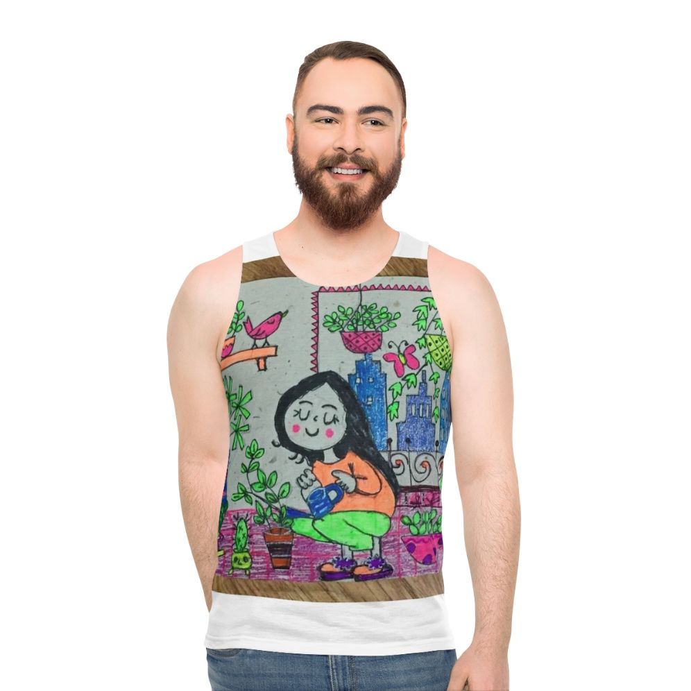 Unisex tank top with nature-inspired design