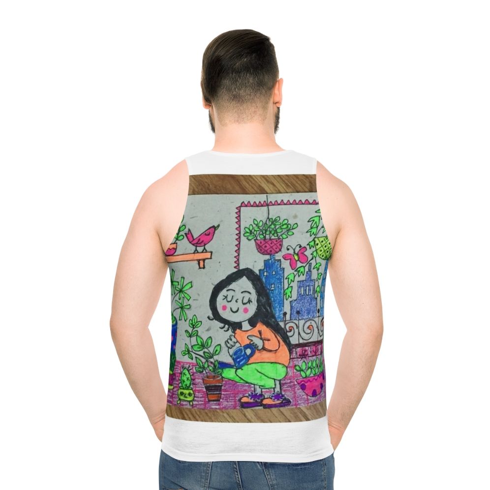 Unisex tank top with nature-inspired design