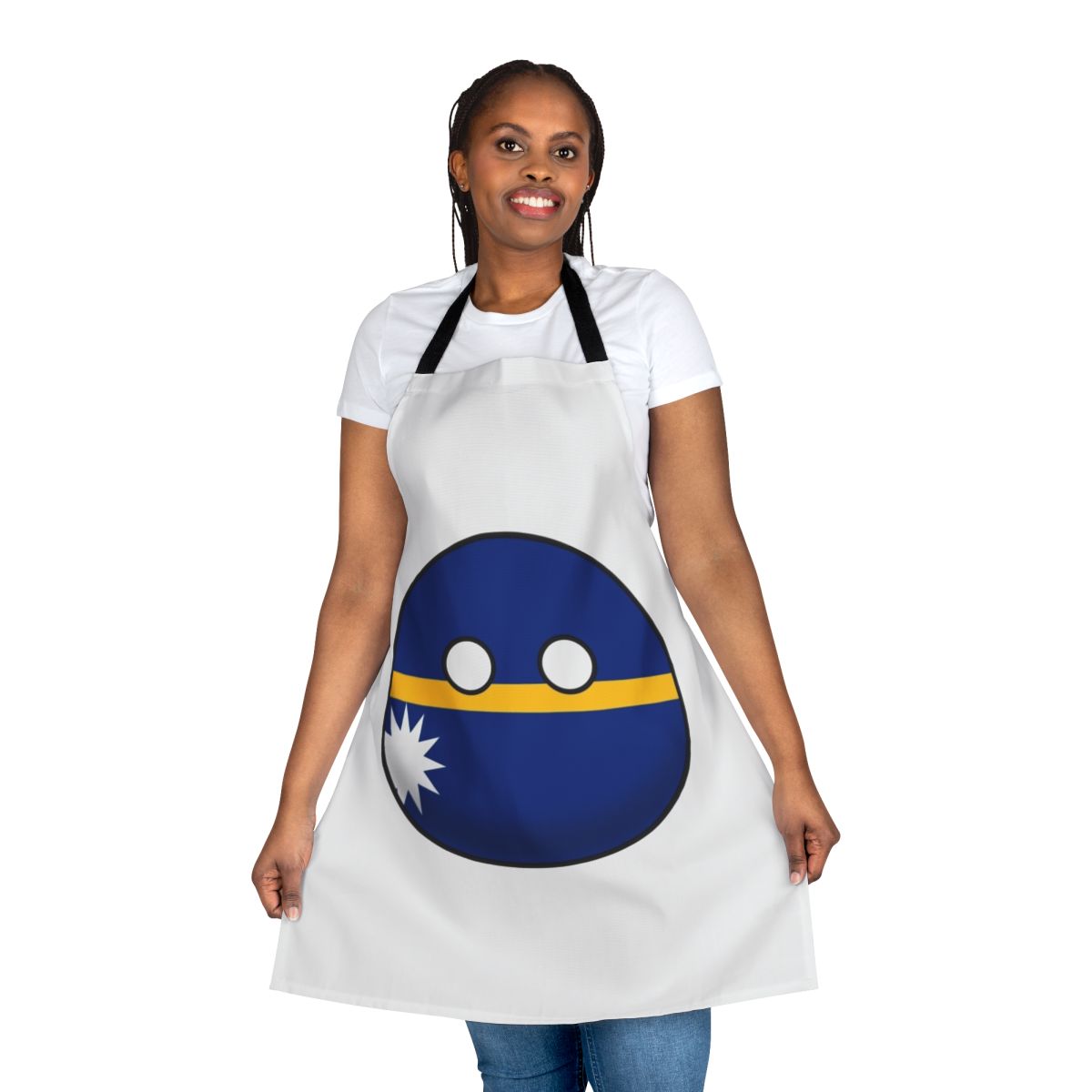 Nauru-themed countryball design printed on a high-quality apron