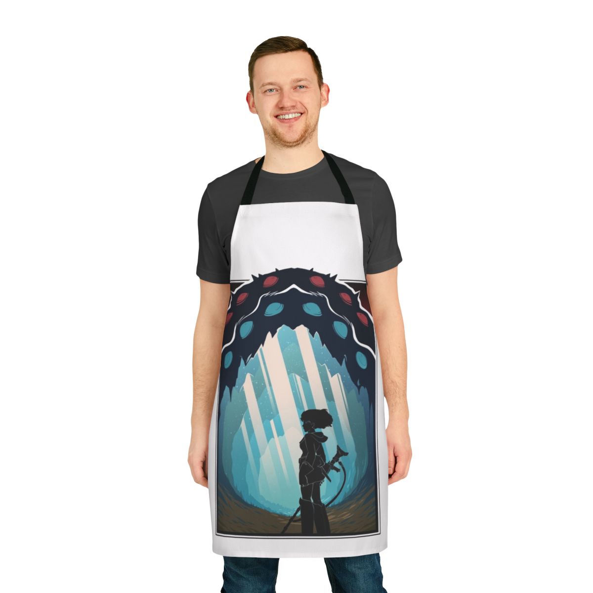 Apron with a silhouette design inspired by the Studio Ghibli film "Nausicaa of the Valley of the Wind"