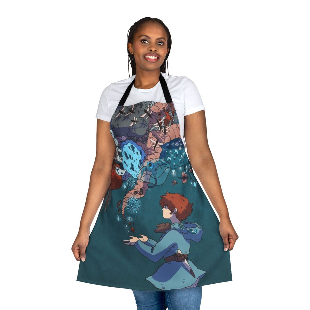 Nausicaa-inspired fantasy apron with bugs and glowing patterns
