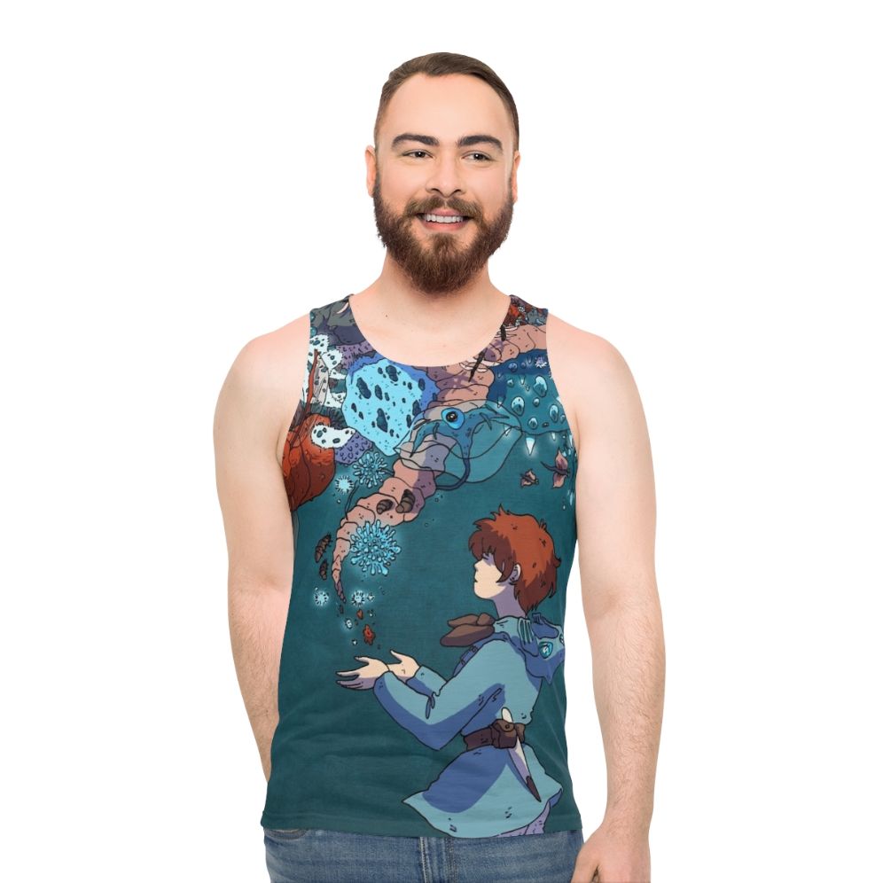 Nausicaa unisex tank top with nature and bug pattern design