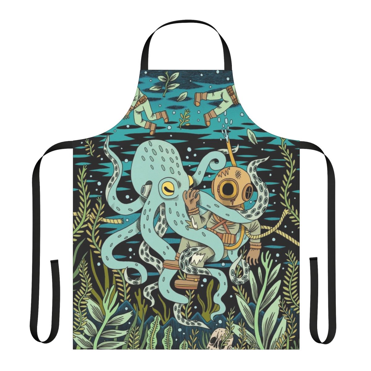 Diver's apron with ocean, waves, and nautical design