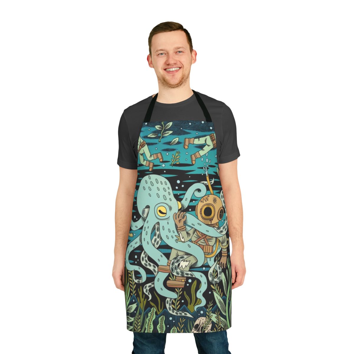 Diver's apron with ocean, waves, and nautical design