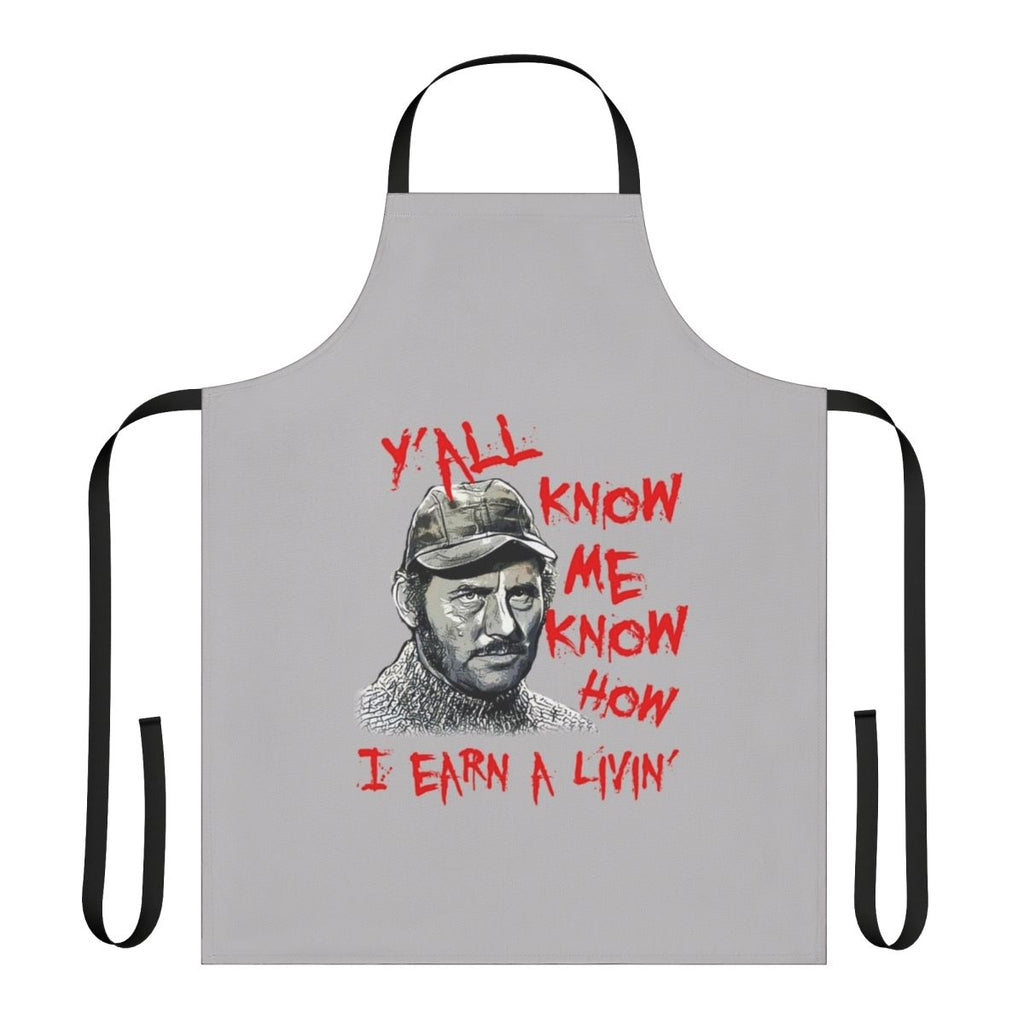 Jaws-themed apron with nautical design and fisherman quotes