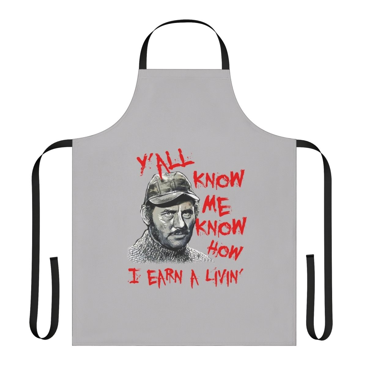 Jaws-themed apron with nautical design and fisherman quotes