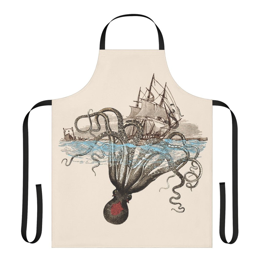Apron featuring a nautical kraken or sea monster design