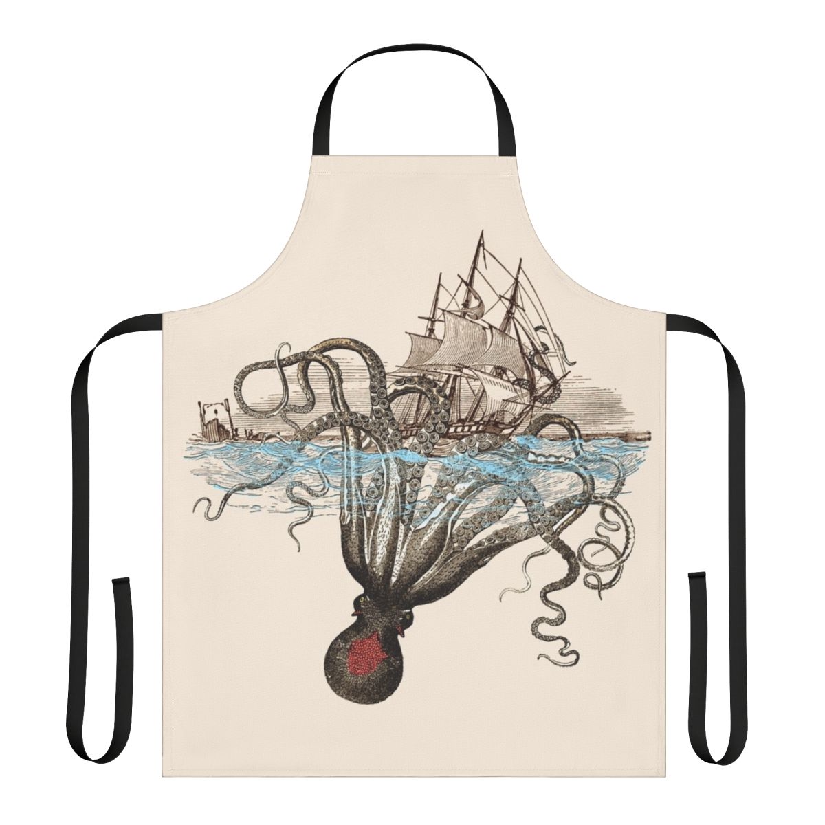 Apron featuring a nautical kraken or sea monster design
