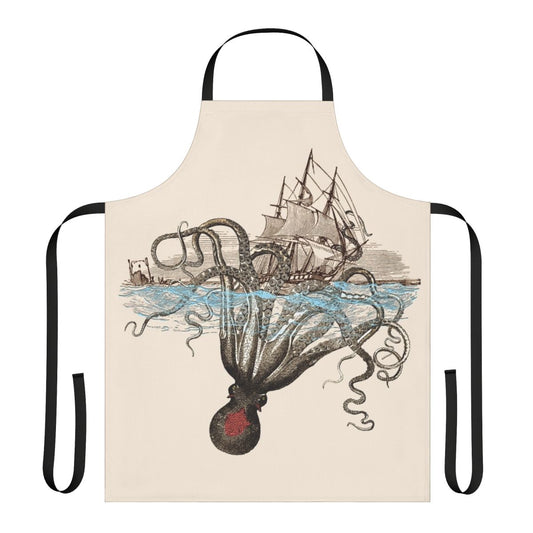 Apron featuring a nautical kraken or sea monster design
